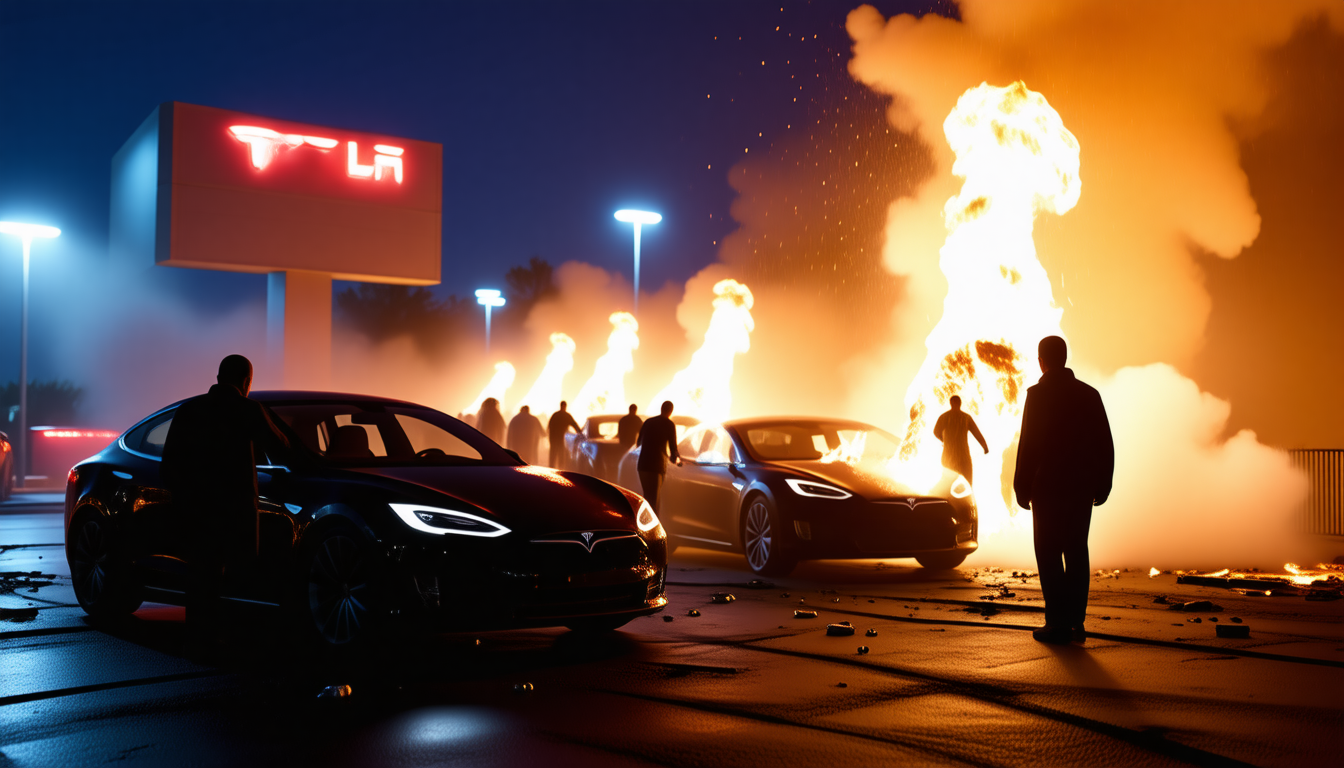 découvrez comment des vandales ont mis à feu une concession tesla, causant des destructions massives sur une douzaine de véhicules et entraînant des pertes estimées à 700 000 euros. un acte de vandalisme qui soulève des questions sur la sécurité des infrastructures automobiles.